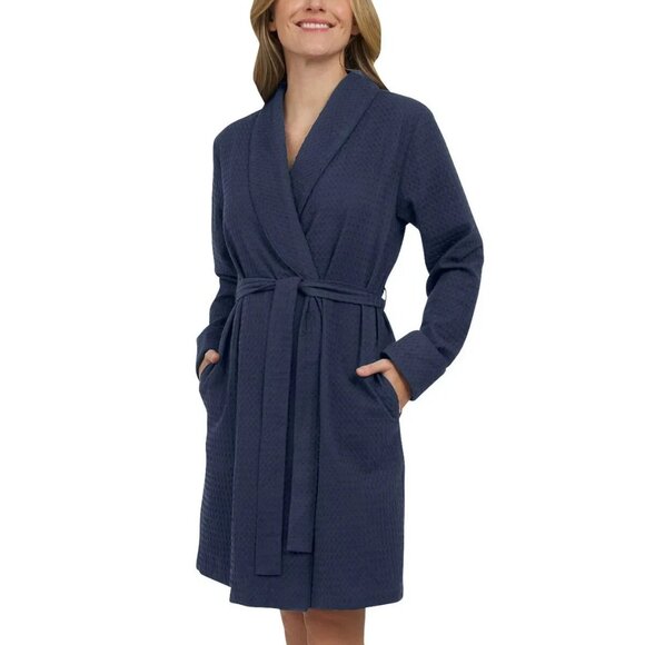 Lands' End Women’s Size Large Navy Blue Waffle Robe NWT - Picture 1 of 4